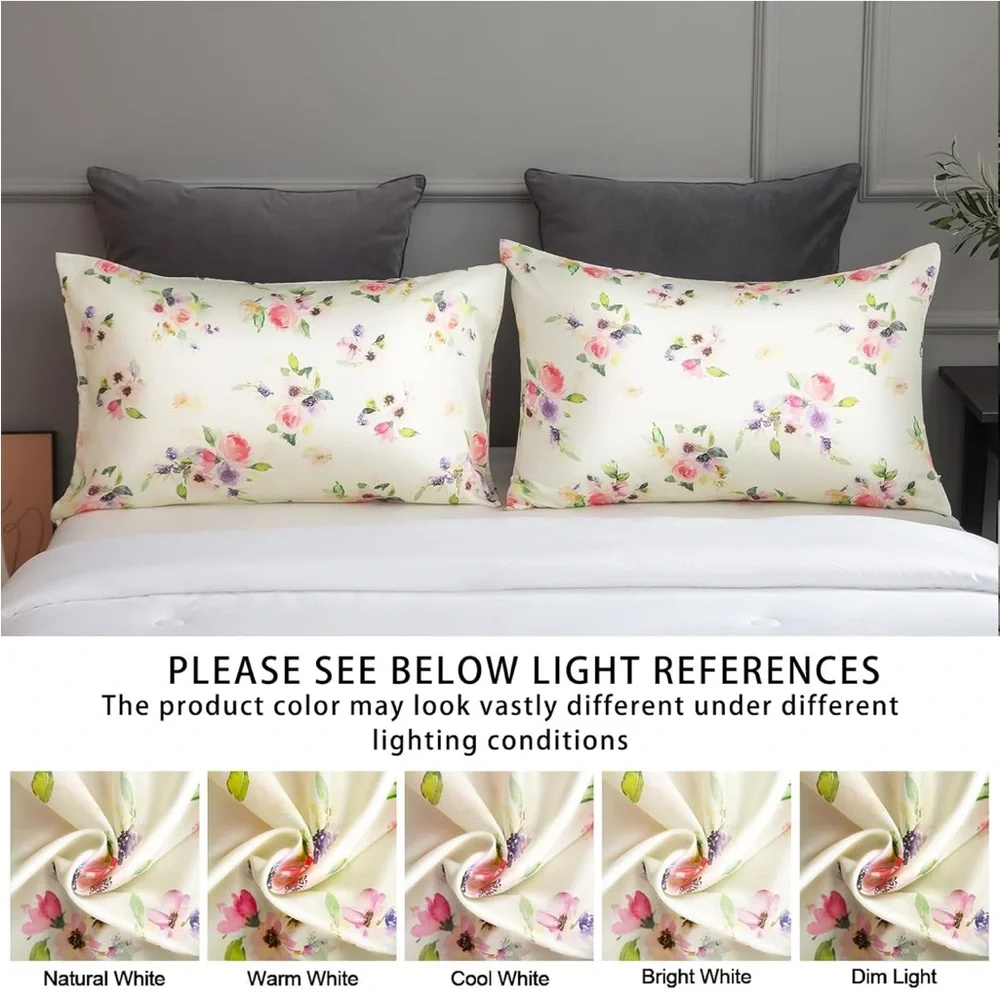 TWO 100% Lyocell NEW 'TELUS' Pillowcases Beige Floral Standard Size Covers